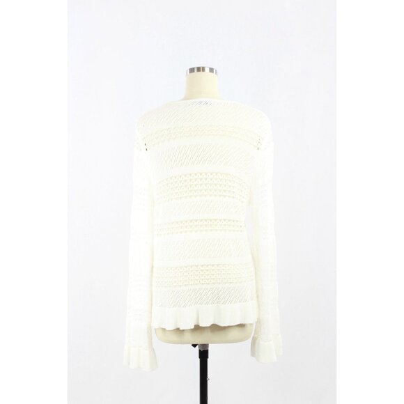 ZARA White Sheer Pointelle Knit Split V-Neck Tunic Top Cover-Up, Size M - Picture 3 of 14